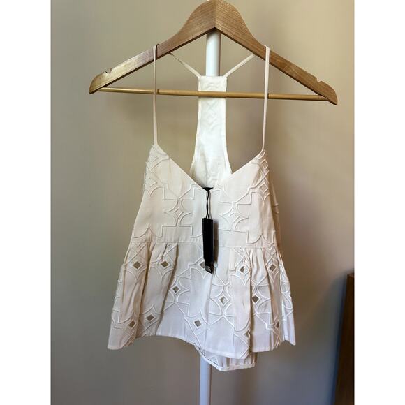 Tibi Tops - Tibi Embroidered Ivory Top, Size 2 (New with Tags)